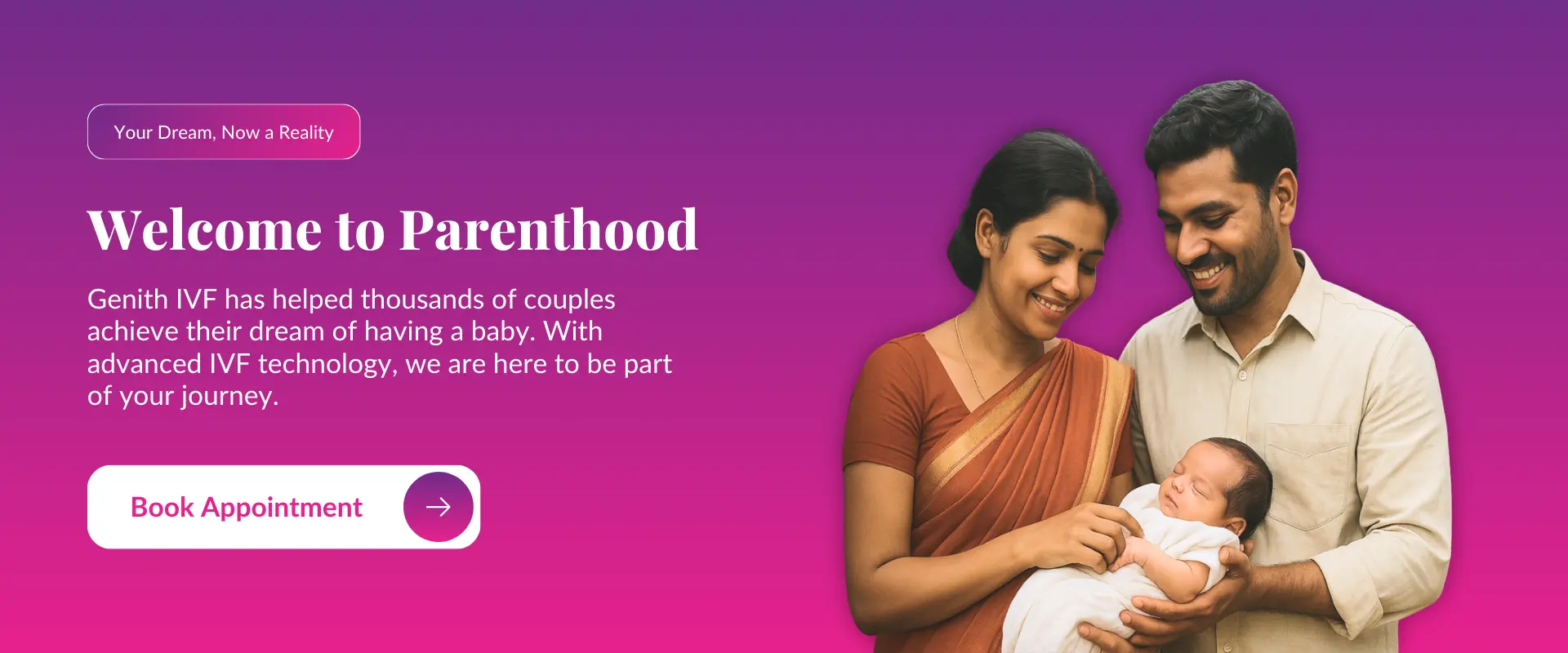 happy couple holding newborn baby after successful IVF treatment at Genith IVF Patna