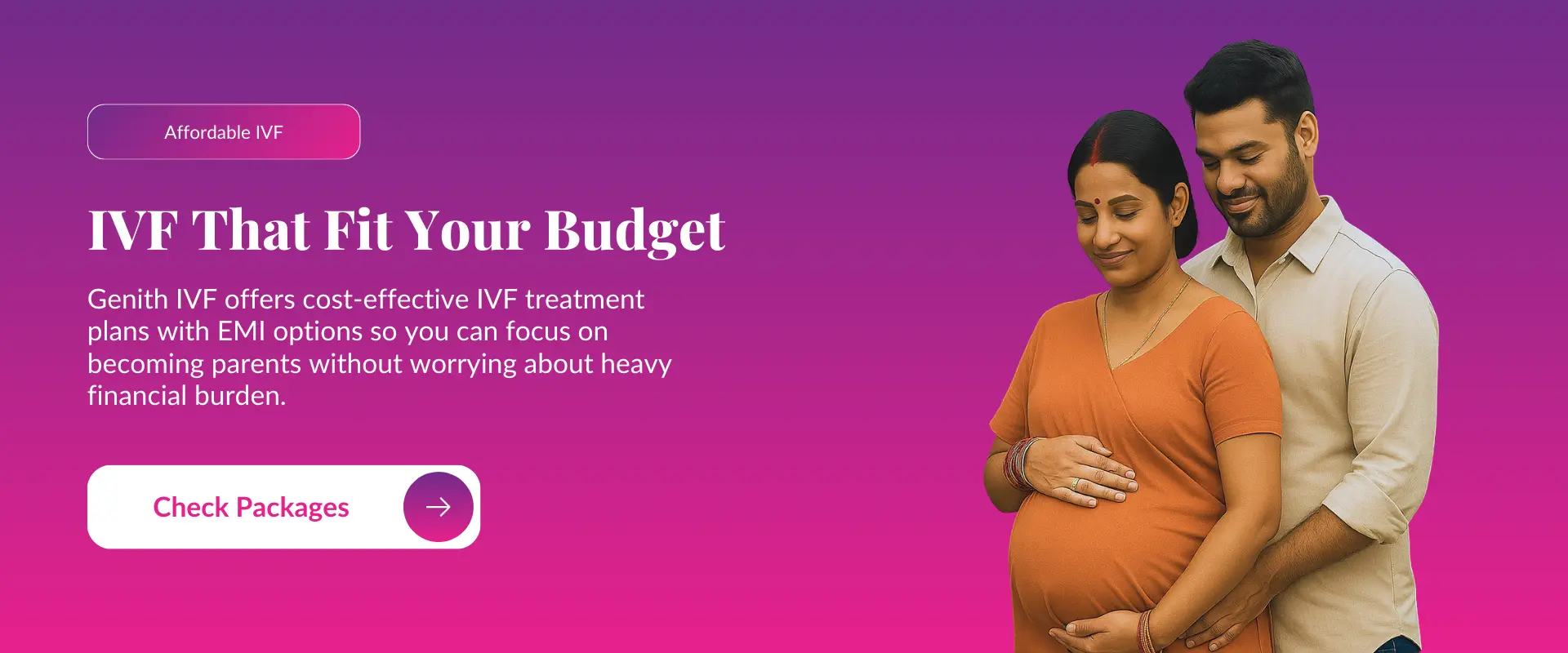 couple discussing affordable IVF packages and EMI plans with Genith IVF doctor